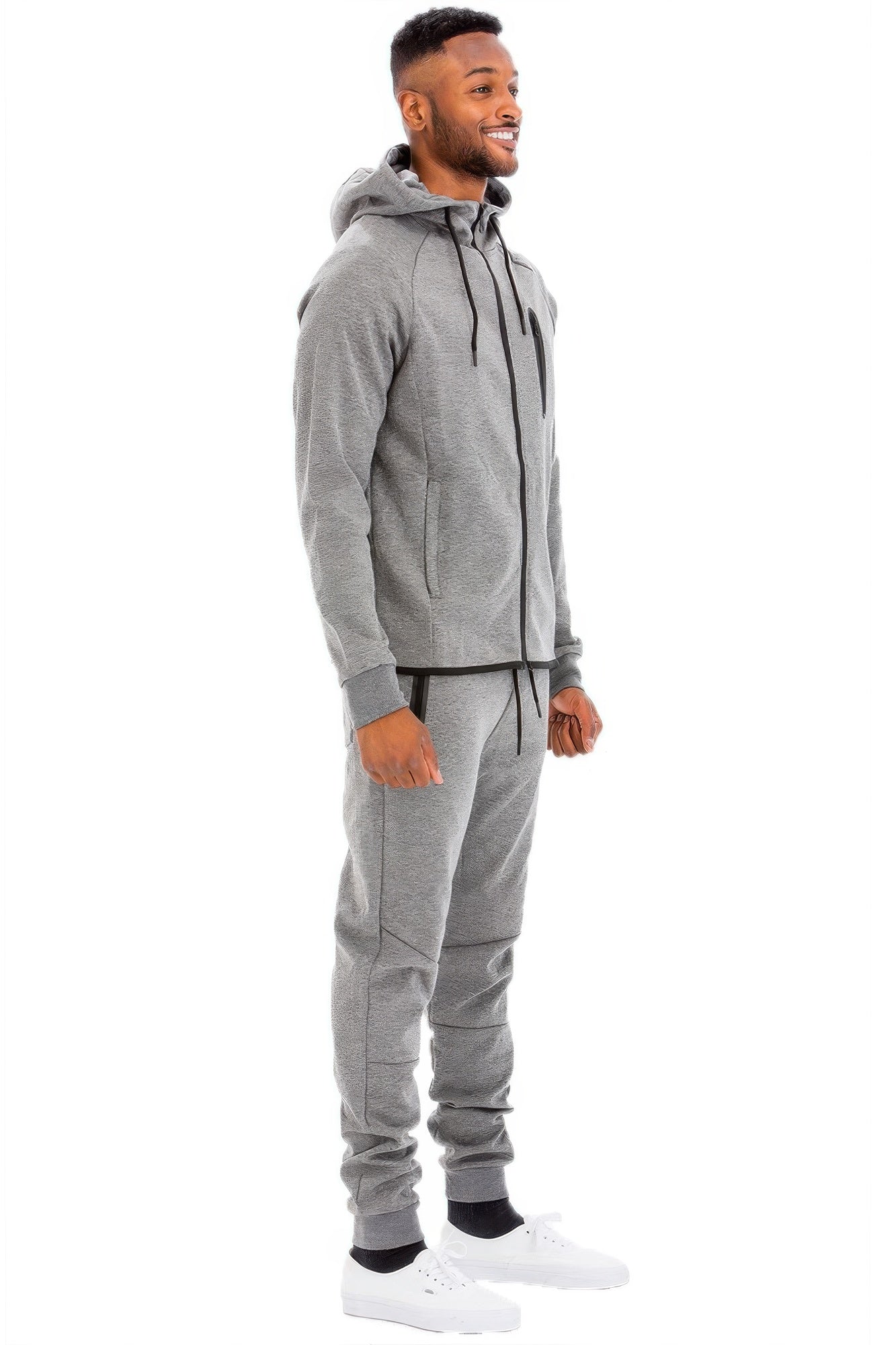 Mens Casual Full Size Zip-up Sweatsuit Set