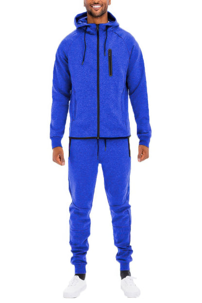 Mens Casual Full Size Zip-up Sweatsuit Set