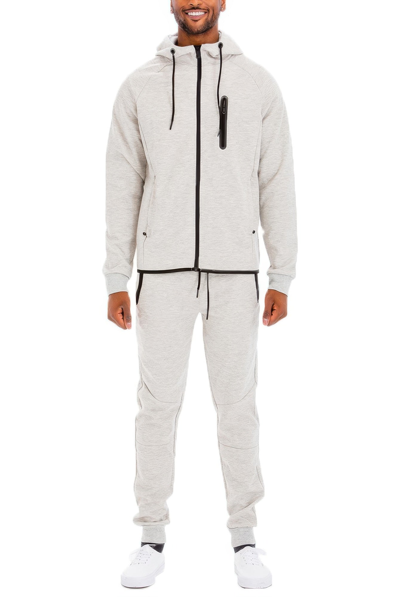 Mens Casual Full Size Zip-up Sweatsuit Set