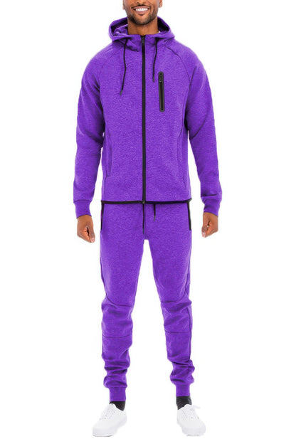 Mens Casual Full Size Zip-up Sweatsuit Set