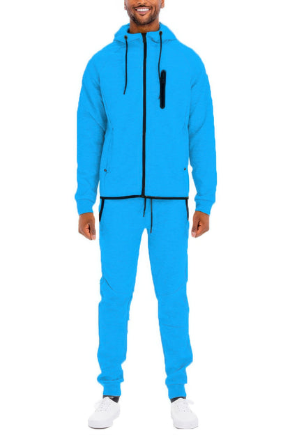 Mens Casual Full Size Zip-up Sweatsuit Set