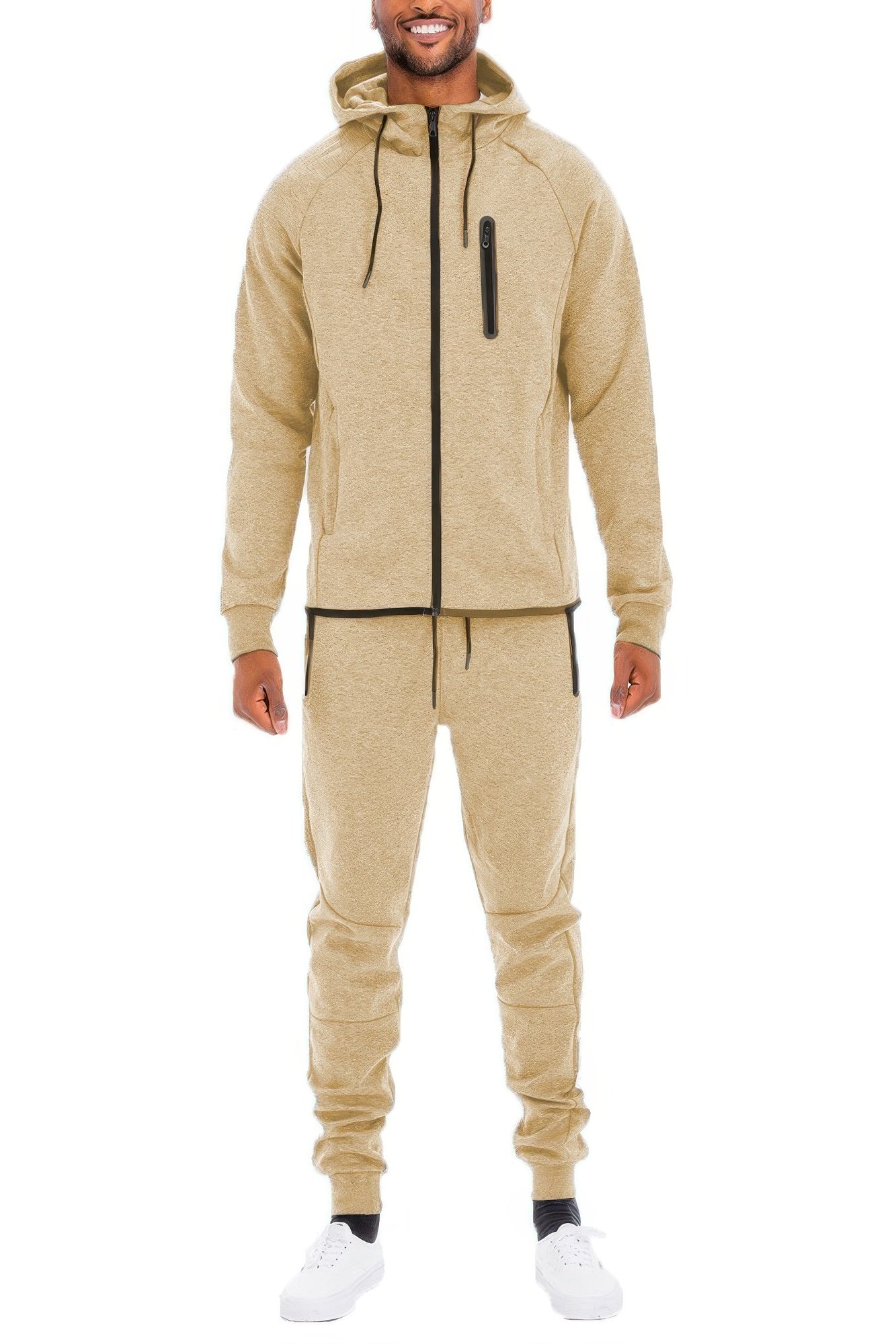 Mens Casual Full Size Zip-up Sweatsuit Set