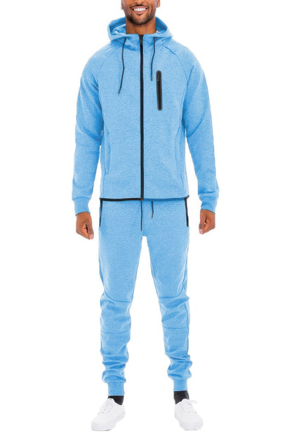 Mens Casual Full Size Zip-up Sweatsuit Set