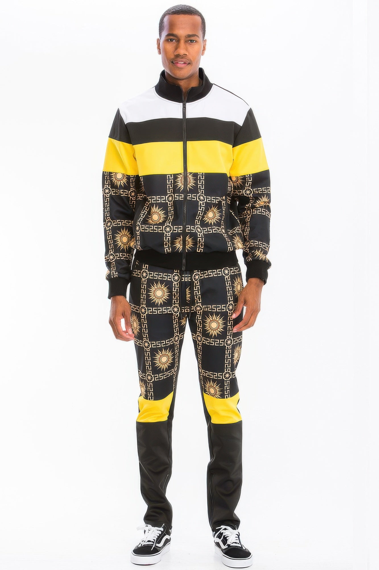 Men's Track Set - Printed Poly Span Hooded Jacket - Fashions Envy