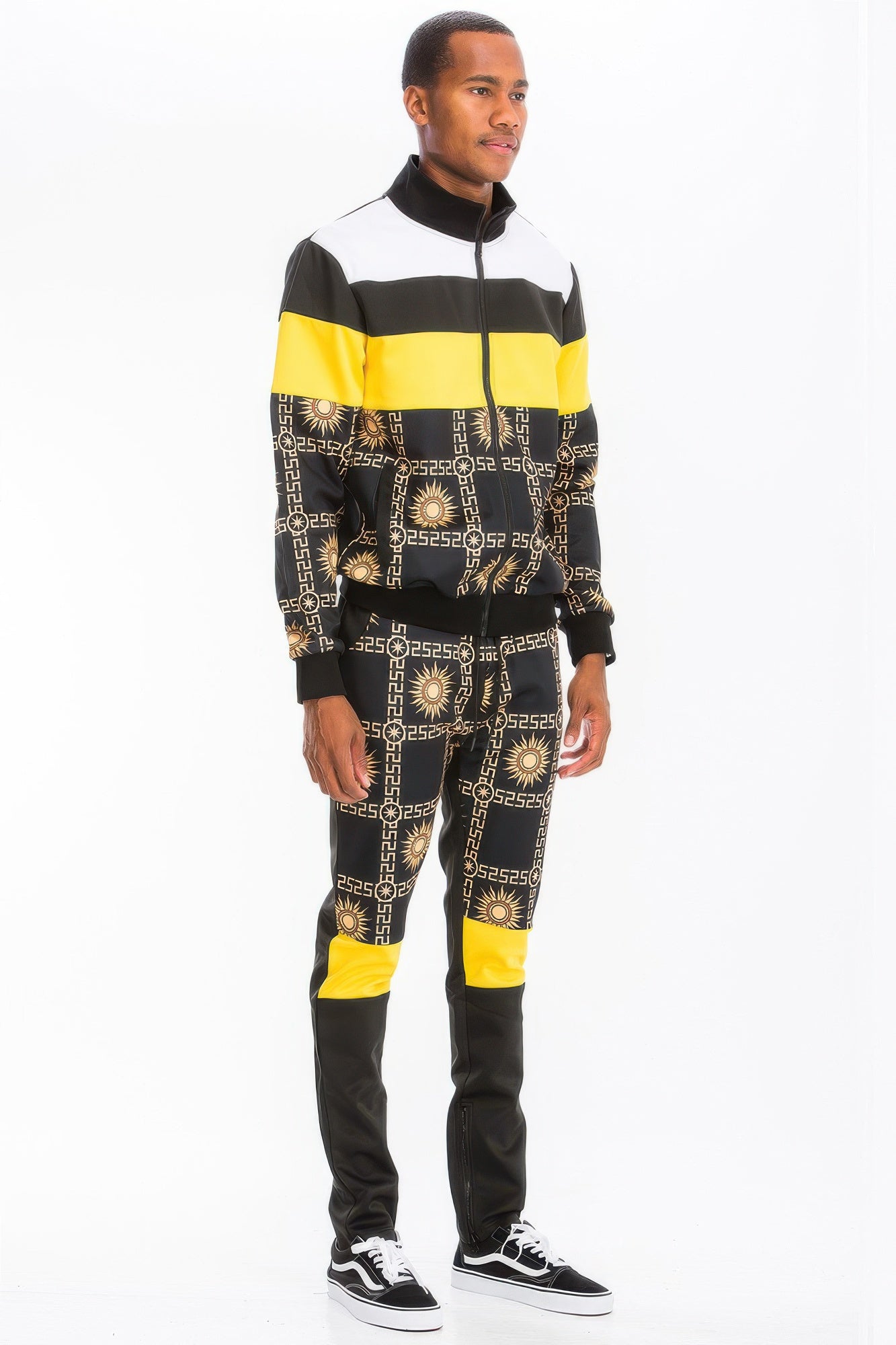 Men's Track Set - Printed Poly Span Hooded Jacket - Fashions Envy