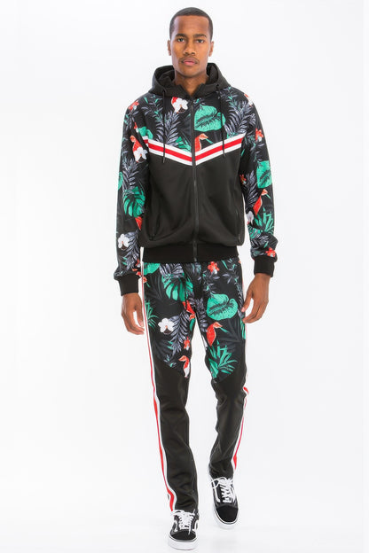 Comfortable Breathable Printed Polyester Tracksuit Set