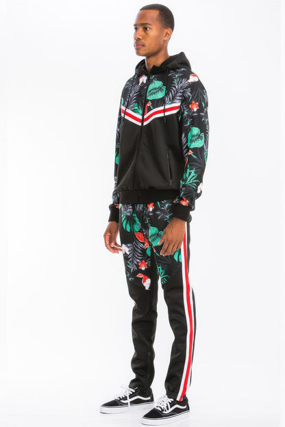 Comfortable Breathable Printed Polyester Tracksuit Set