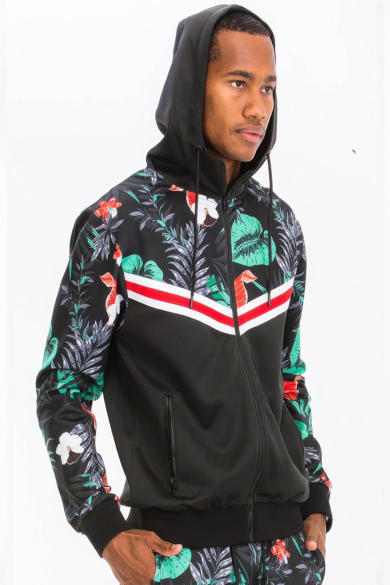 Comfortable Breathable Printed Polyester Tracksuit Set