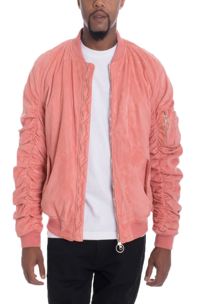 Bomber Jacket - Suede Velvet Scrunched Men's Luxe - Fashions Envy