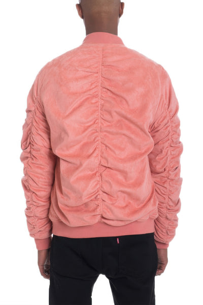 Bomber Jacket - Suede Velvet Scrunched Men's Luxe - Fashions Envy