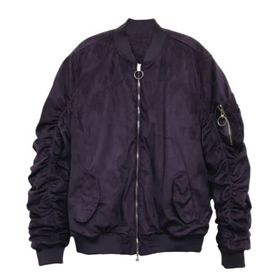 Bomber Jacket - Suede Velvet Scrunched Men's Luxe - Fashions Envy