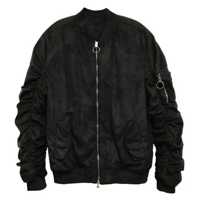 Bomber Jacket - Suede Velvet Scrunched Men's Luxe - Fashions Envy