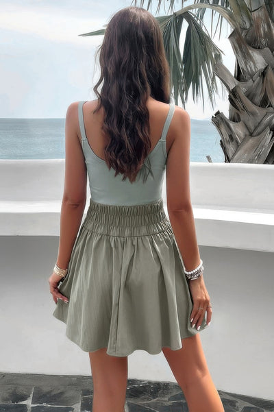 Athletic Sleeveless Elastic Waistband Swing Dress - Fashions Envy