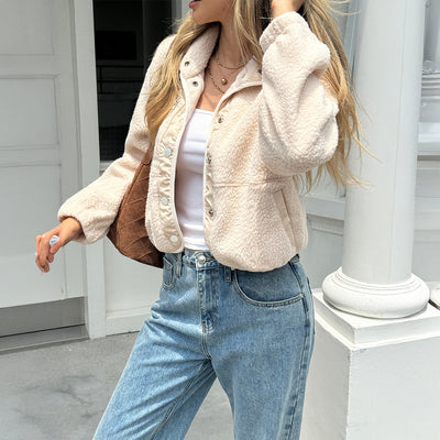 Teddy Fleece Jacket - Cozy Button-Front Sherpa Coat