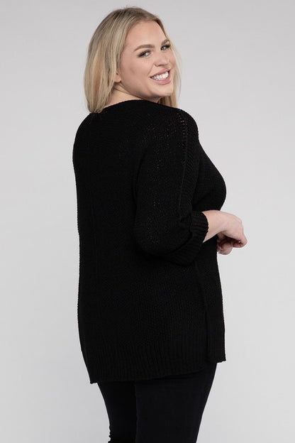 Plus Size Crew Neck Knit Sweater