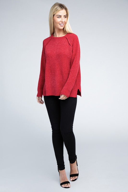 Raglan Cozy Chenille Long Sleeve Sweater