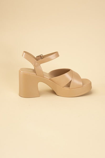 TOUCH-S Crisscross Sandal Heels - Fashions Envy