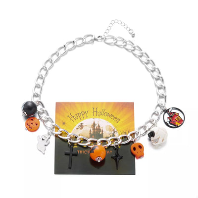 Halloween Charm Chain Necklace - Spooky Statement Jewelry - Fashions Envy