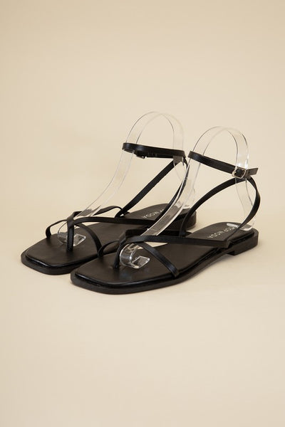 Squared Off Open Toe Flat Sandals