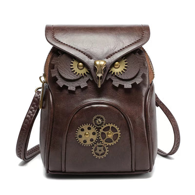 Steampunk Owl Crossbody Bag - Bronze Mini Design - Fashions Envy