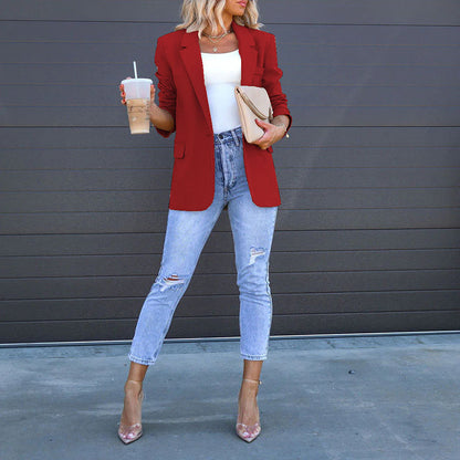 Casual Open Front Long Sleeve Suit Jacket Blazer
