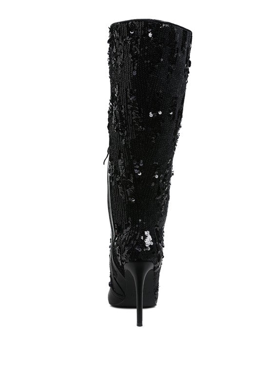 Sitarah Sequin Embellished Stiletto Long Boots