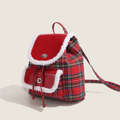 Red Plaid Handbag - Lightweight Holiday Tote
