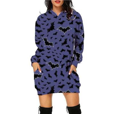 Halloween Hoodie - Long Sleeve Printed Sweater with Pockets