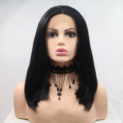 13*3" Lace Front Wigs Synthetic Mid-length Straight 12" 130% Density - Fashions Envy