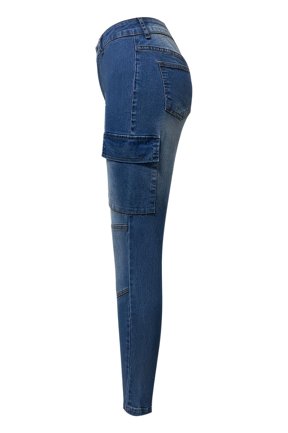 Medium Blue Denim Skinny Jeans with Pockets