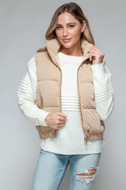 Iced Coffee Fine Fur Lining Quilted Vest