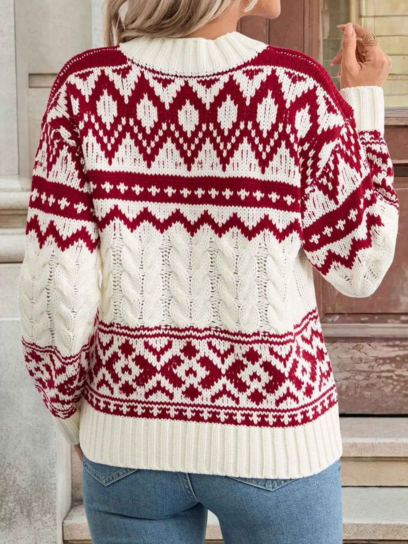 Fair Isle Christmas Sweater - Cable Knit Holiday Style - Fashions Envy