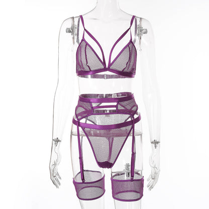 Lace Garter Lingerie Set - 3PC Sexy Women's Intimate Wear
