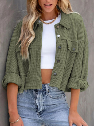 Chic Button Up Long Sleeve Jacket