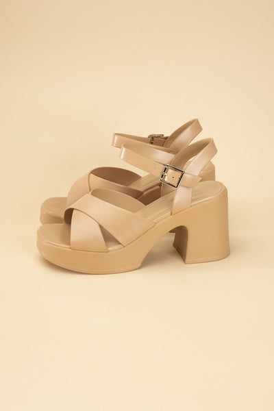 TOUCH-S Crisscross Sandal Heels - Fashions Envy