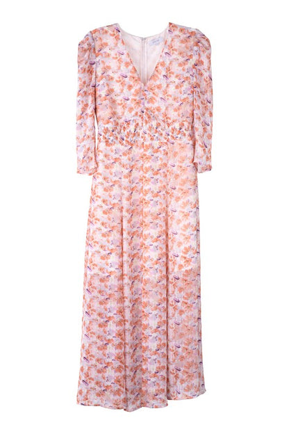 Floral Print V-neck Maxi Dress