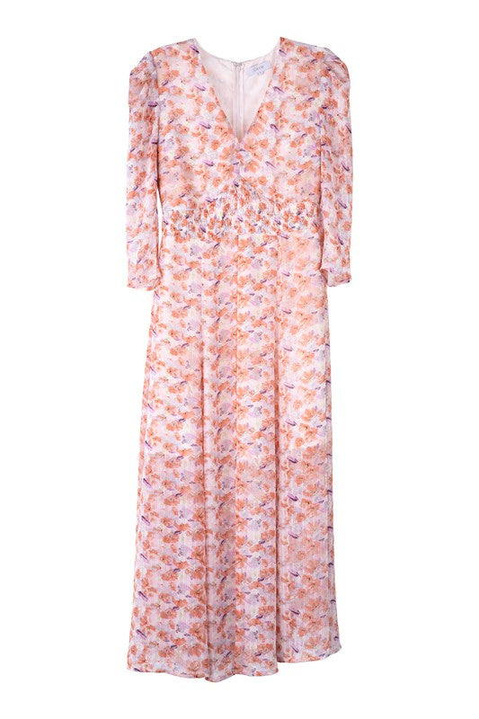 Floral Print V-neck Maxi Dress