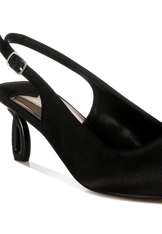 Vinca Satin Pointed Toe Slingbacks