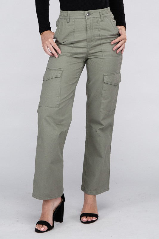 Everyday Casual Wear Elastic-Waist Cargo Pants