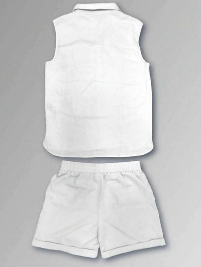 Men's Plus Size Casual Button Up Vest & Shorts Set