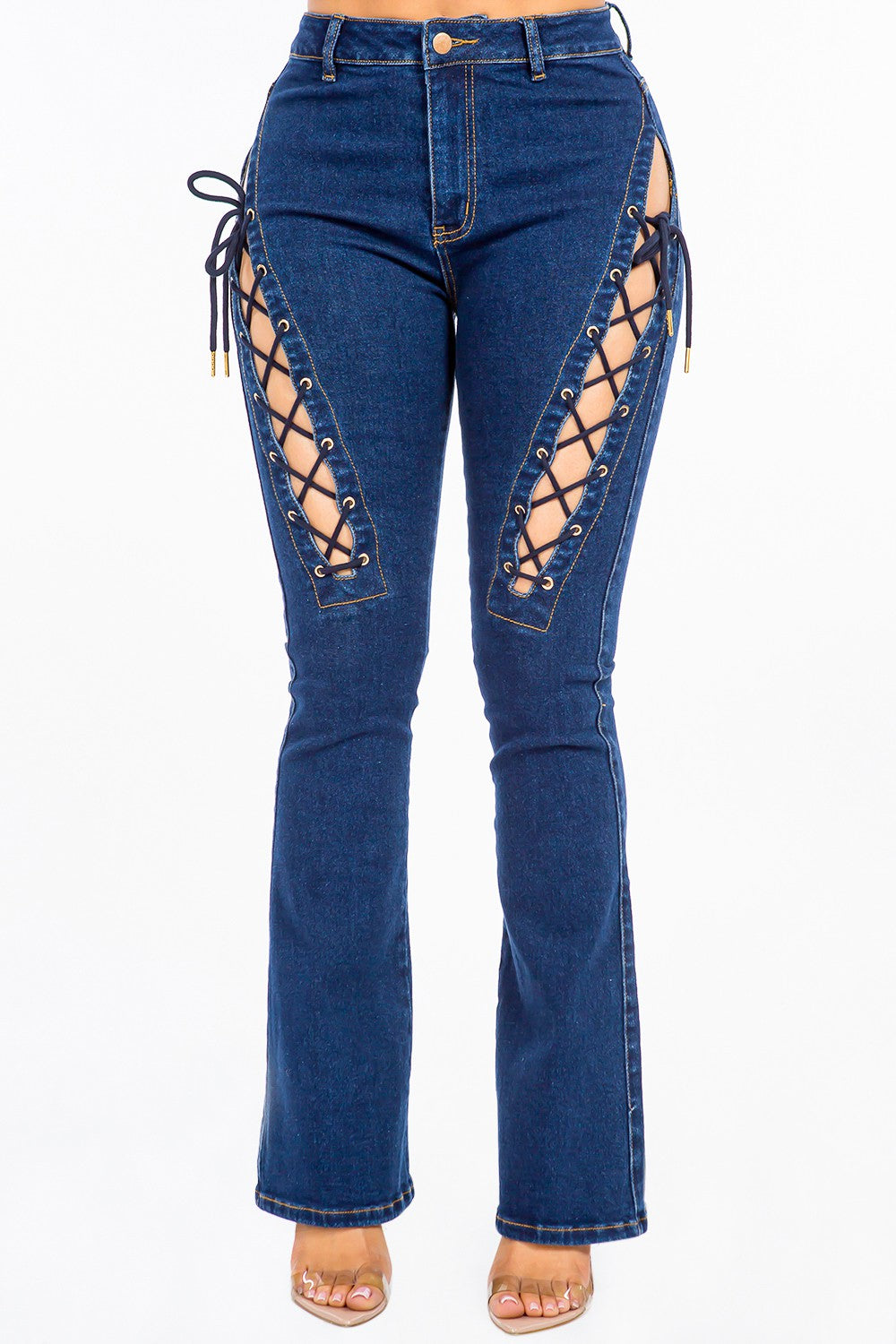 High Waist Lace up Jeans