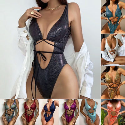 Strappy Lace-Up Swimsuit - One-Piece Bathing Suit