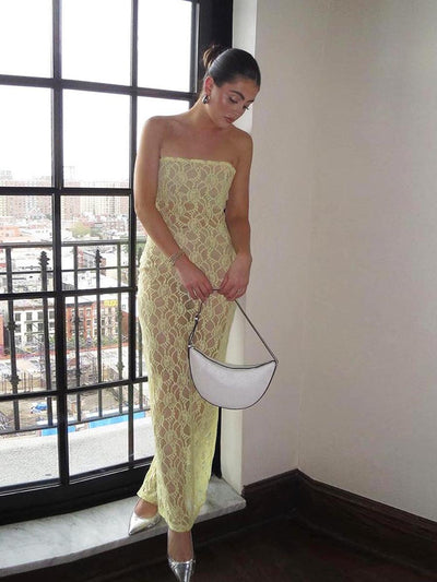 Lace Tube Top Dress - See-Through Elegant Style - Fashions Envy