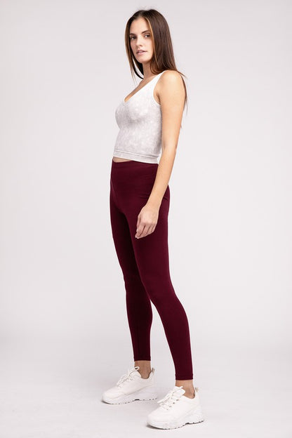 Premium Cotton Elastic Waist Fitted Full-Length Leggings