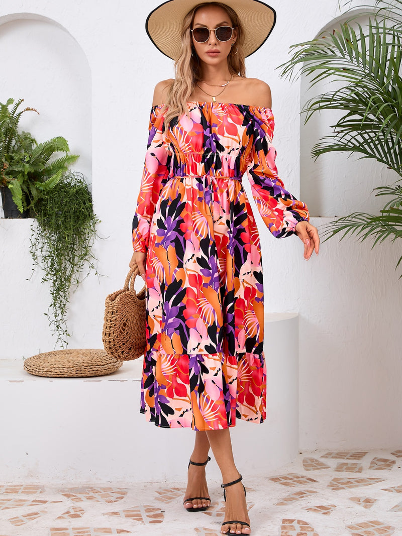 Floral Printed Long Sleeve Midi Dress