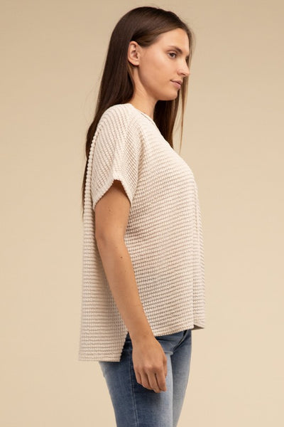 Dolman Short Sleeve Jacquard Sweater - Fashions Envy