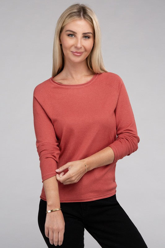 Long Sleeve Viscose Round Neck Basic Sweater