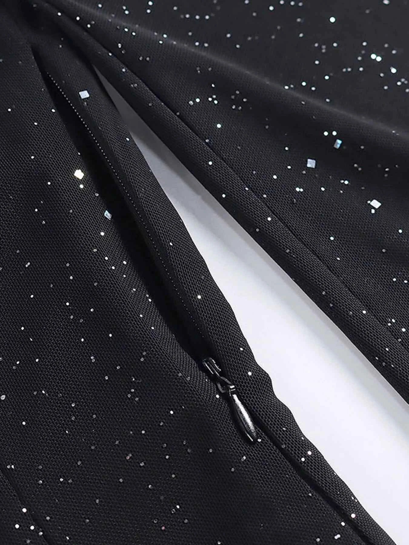 Glitter Mini Dress with Sleeves