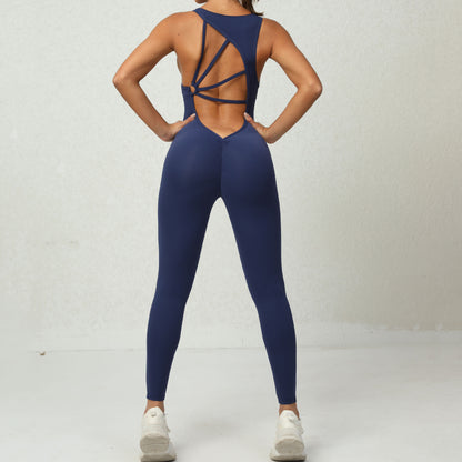 Yoga Jumpsuit - V-Back Sleeveless Fitness Activewear