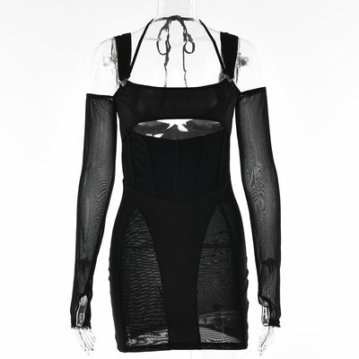 Sexy Thumbhole Long Sleeve Bodycon Sling Mini Dress